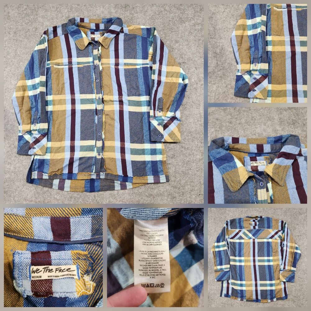 We The Free People Womens M Medium Plaid Oversized Flannel Thick Shirt Shacket